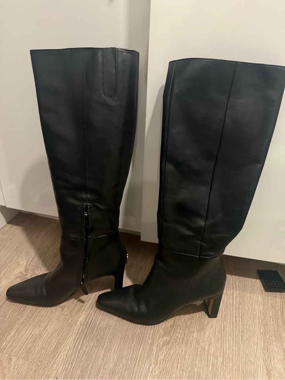 Sam Edelman Silvia Black Leather Knee-High Women's Dress Boots